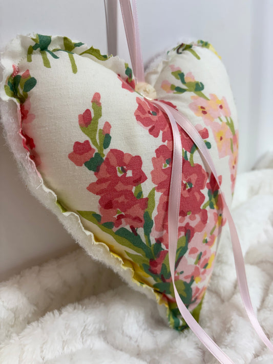Cottage Garden Heart Decorative Pillow