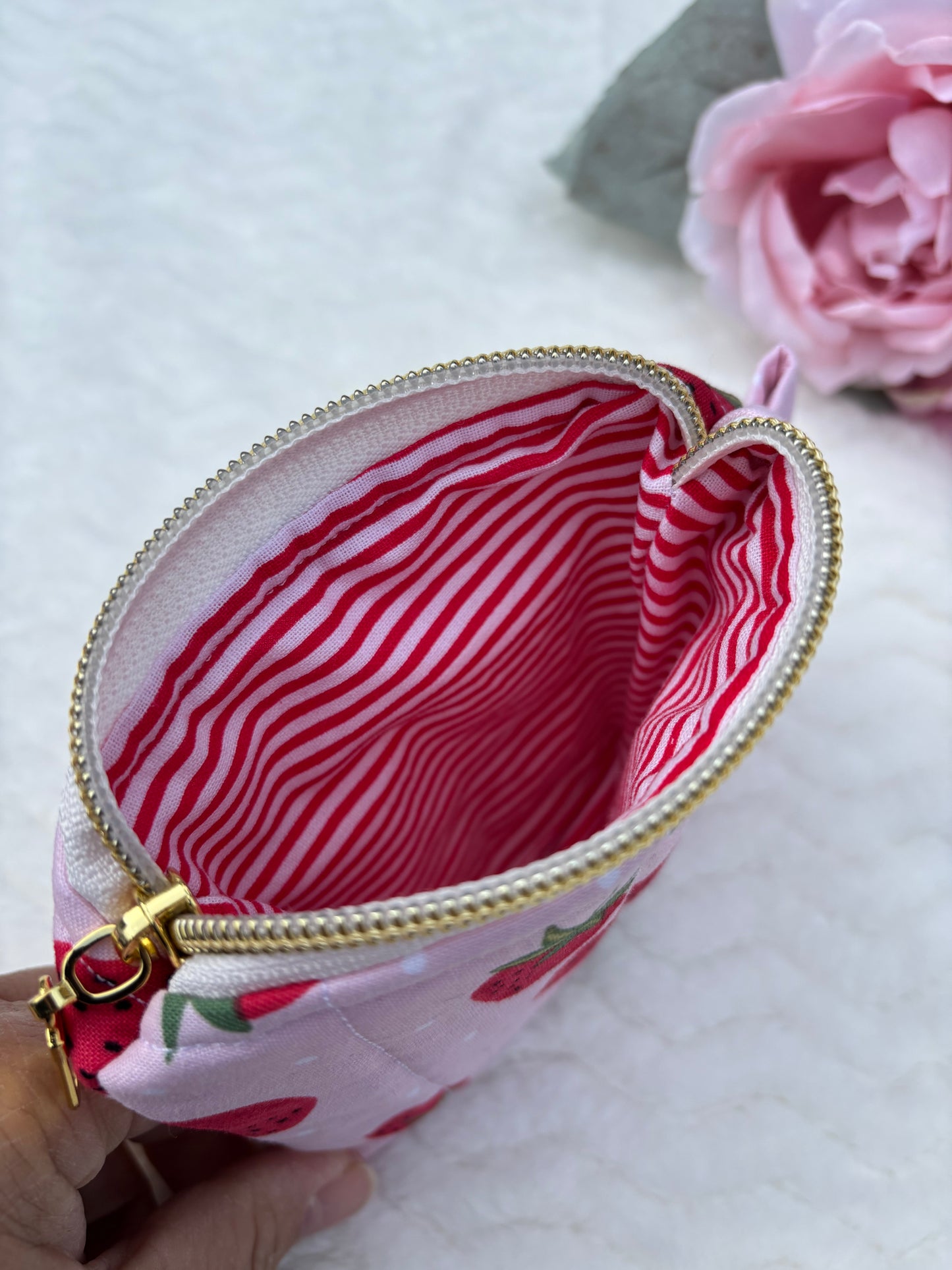 Quilted Zipper Pouch / Lipstick Pouch / Card Pouch / Mini Zipper Pouch / Key Pouch