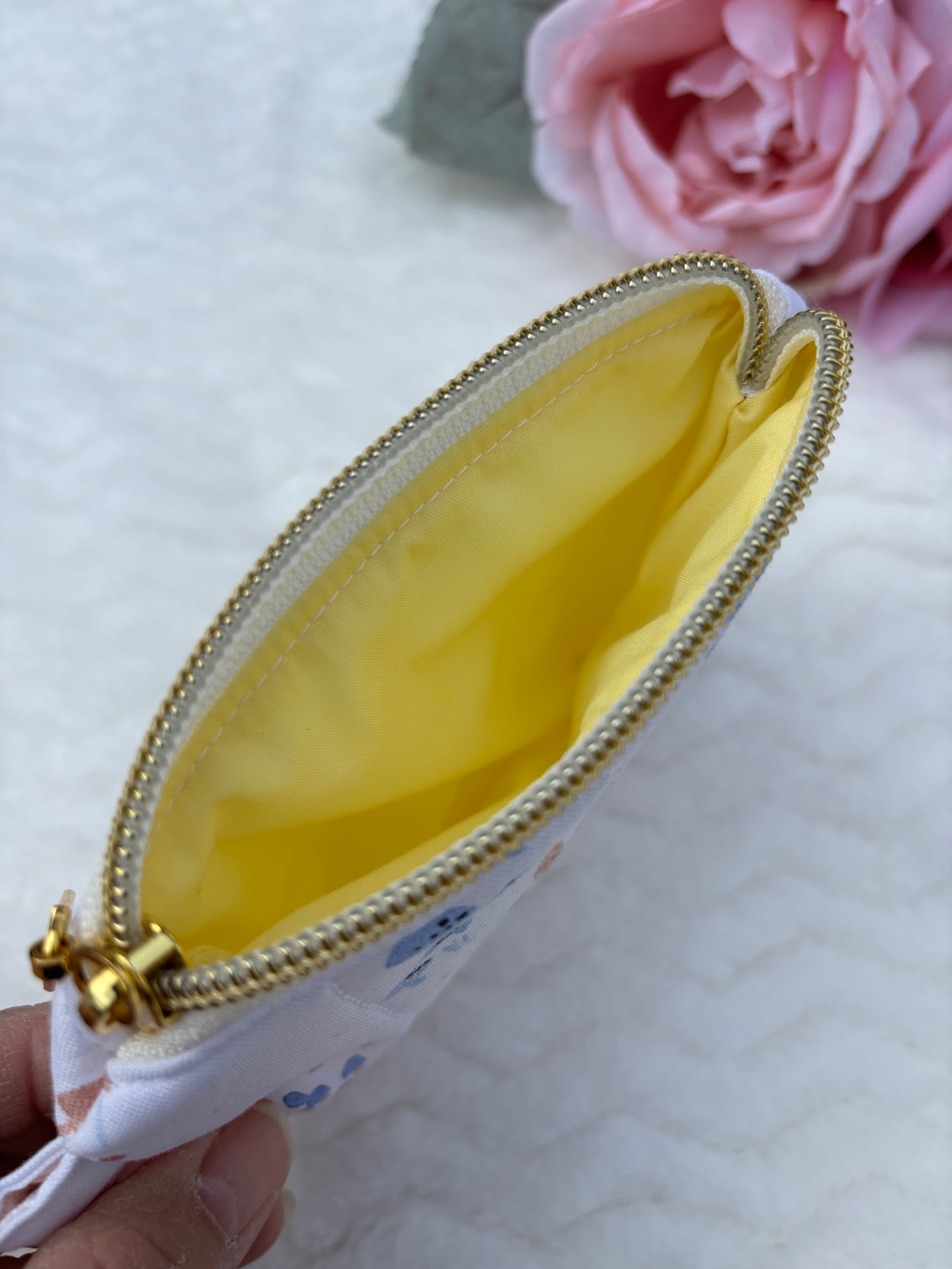 Quilted Zipper Pouch / Lipstick Pouch / Card Pouch / Mini Zipper Pouch / Mushroom Pattern Pouch