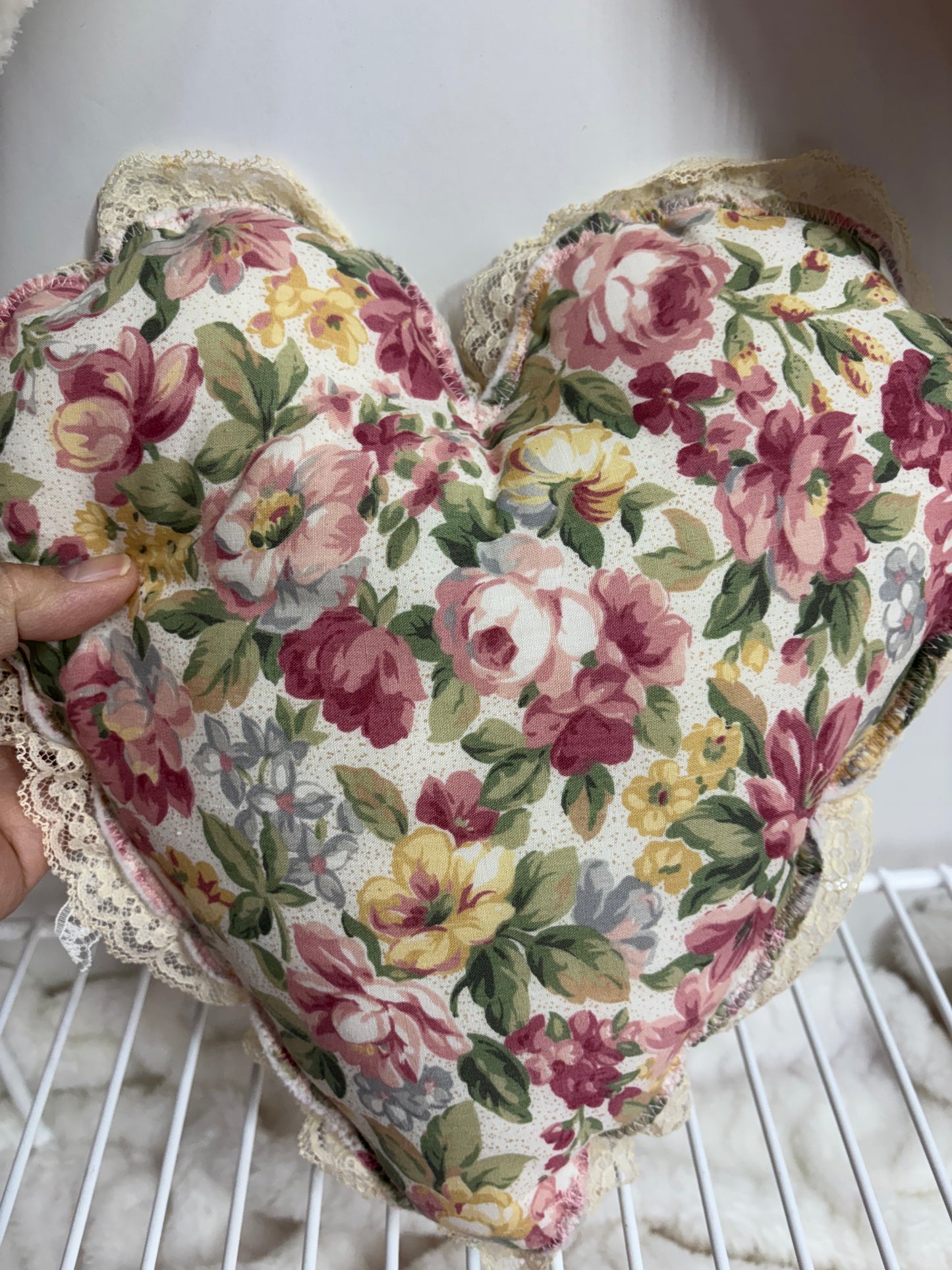 Shabby Heart with Rosettes Decorative Pillow