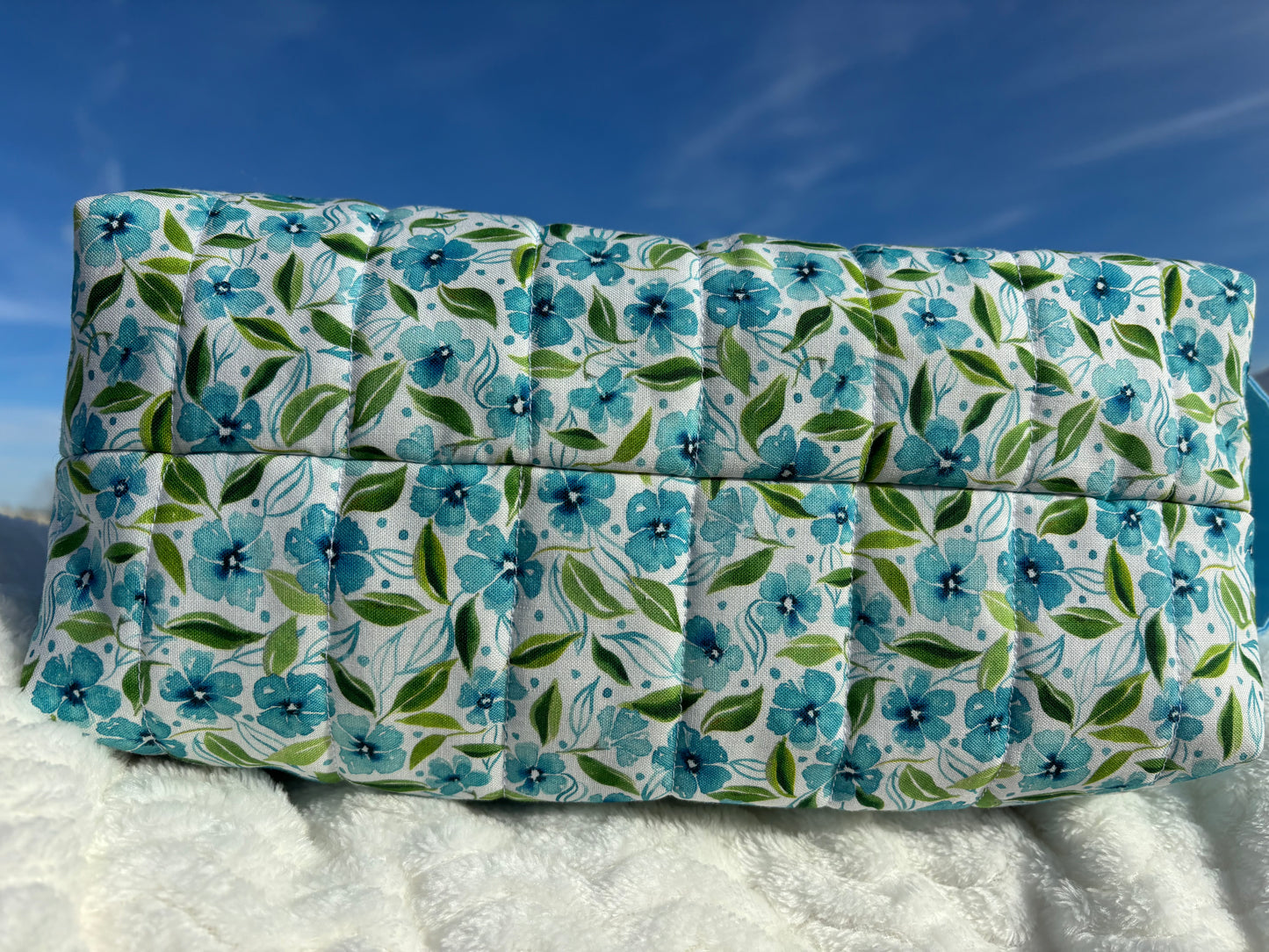 XL Quilted Boxy Zipper Pouch / Floral Pouch / Makeup Cosmetic Pouch / Travel Pouch / Toiletries Pouch / Pouch with Handle / Craft Supplies Pouch / Project Pouch