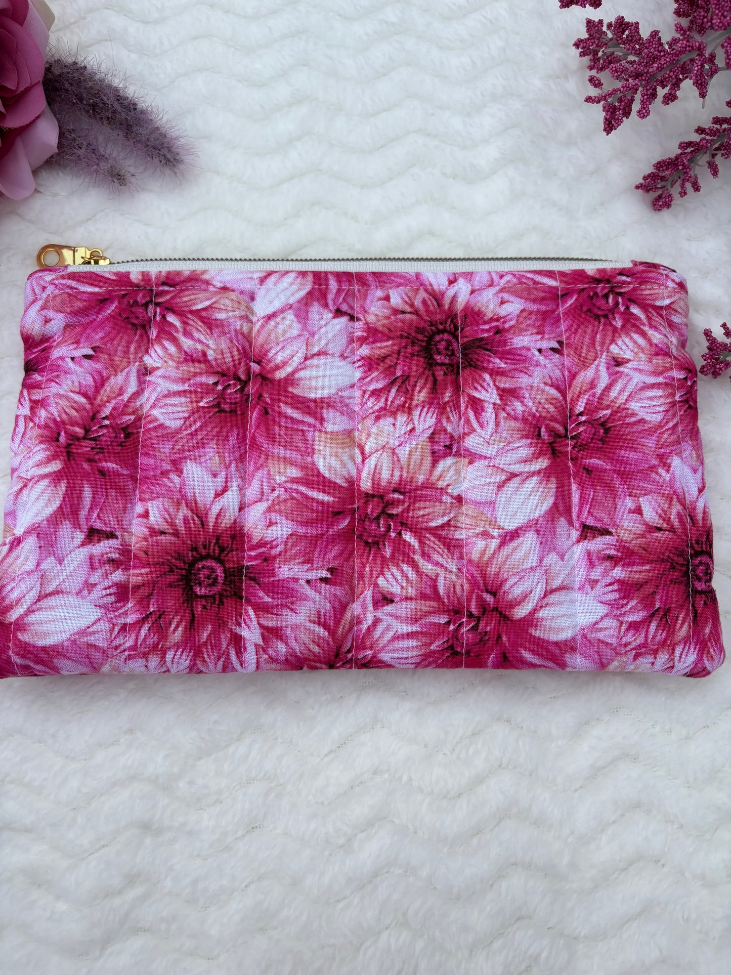 Quilted Zipper Pouch / Pencil Pouch / Makeup Pouch / Craft Supplies Pouch / Travel Pouch