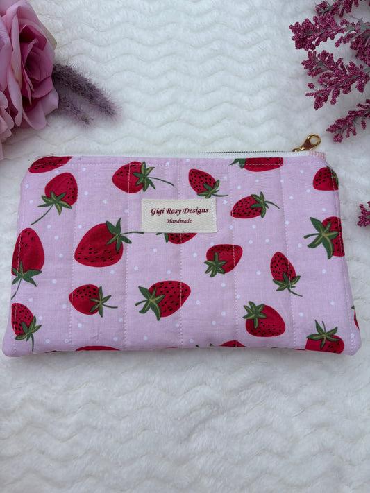 Quilted Zipper Pouch / Pencil Pouch / Makeup Pouch / Craft Supplies Pouch / Travel Pouch